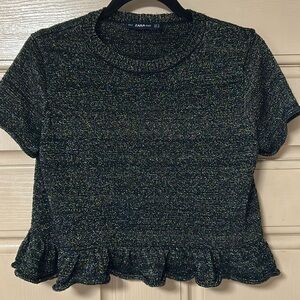 Zara Knit Multi-Color Metallic Sparkle Shine Top